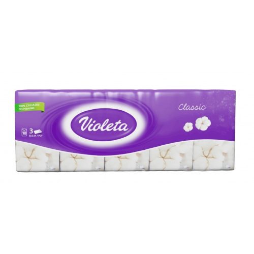 VIOLETA papírzsebkendő 3 rét., 10x10db -