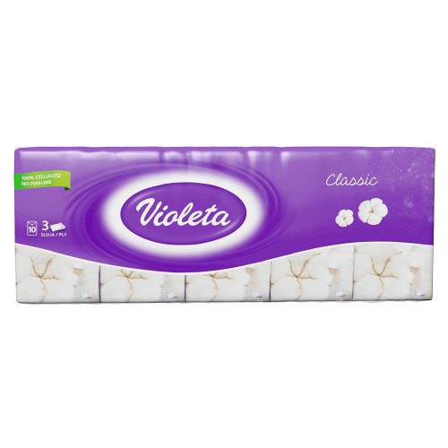 VIOLETA papírzsebkendő 3 rét., 10x10db -