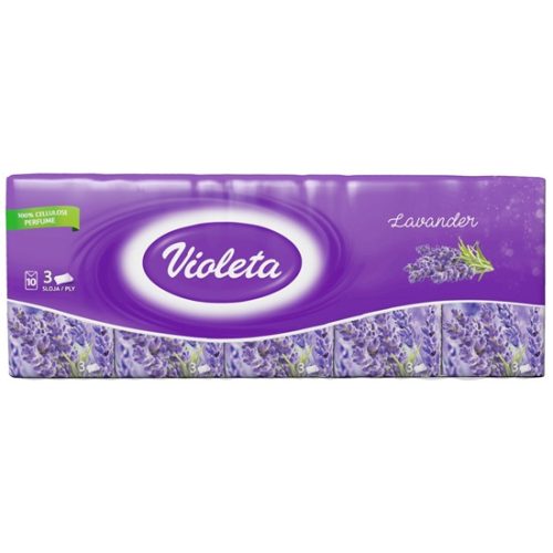 VIOLETA papírzsebkendő 3 rét., 10x10db -