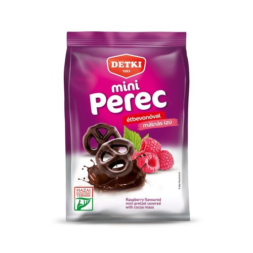 Detki mini perec étbevonóval 160g málnás