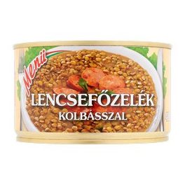 Menü lencsefőzelék kolbász konzerv