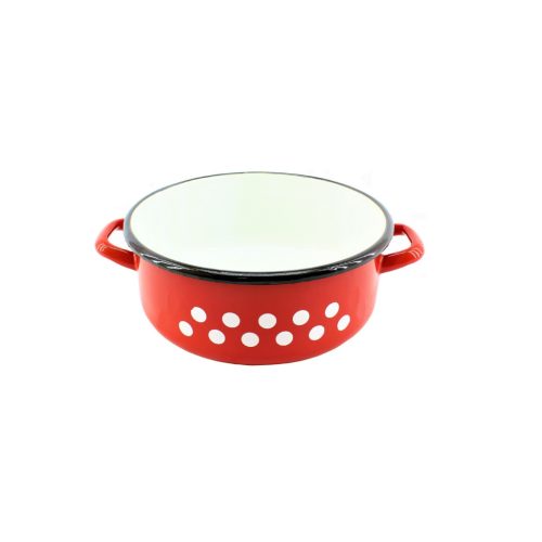 Zománcozott Lábas Piros Dekor 17cm 1.6 L