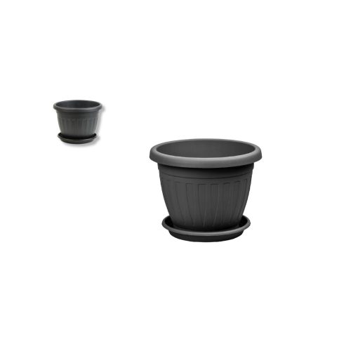 Virágcserép+Alátét Venecia 12cm Antracit