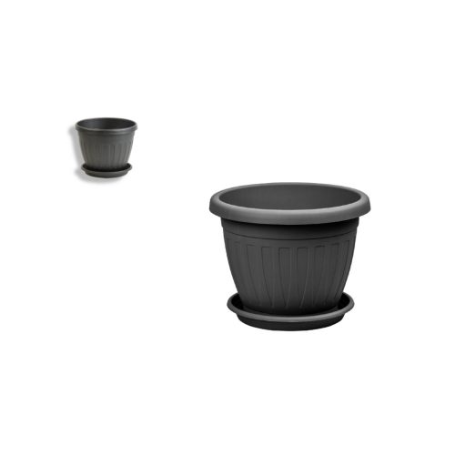 Virágcserép+Alátét Venecia 17cm Antracit