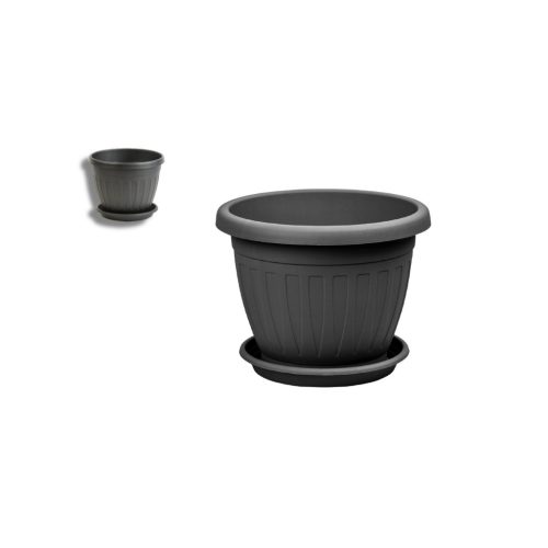 Virágcserép+Alátét Venecia 25cm Antracit