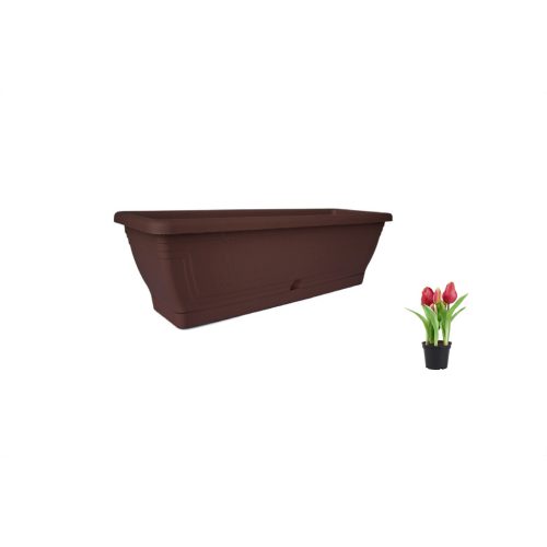Virágláda Tálcával Magyar 40cm Barna