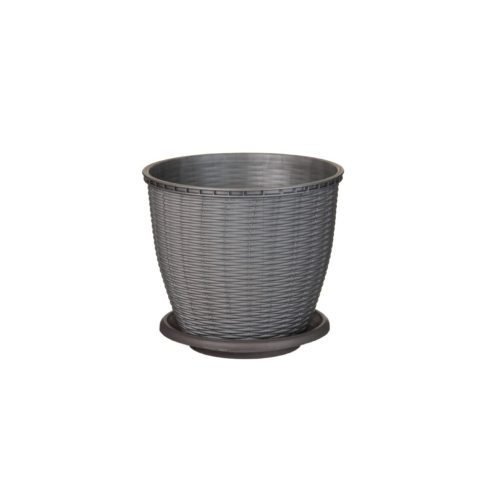 Cserép+Alátét Rattan 9 Literes Szürke