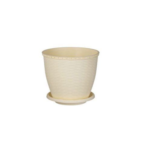 Cserép+Alátét Rattan 9 Literes Krém
