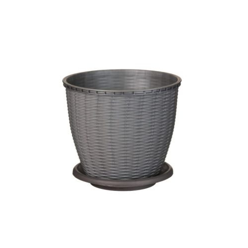 Cserép+Alátét Rattan 16 Literes Szürke