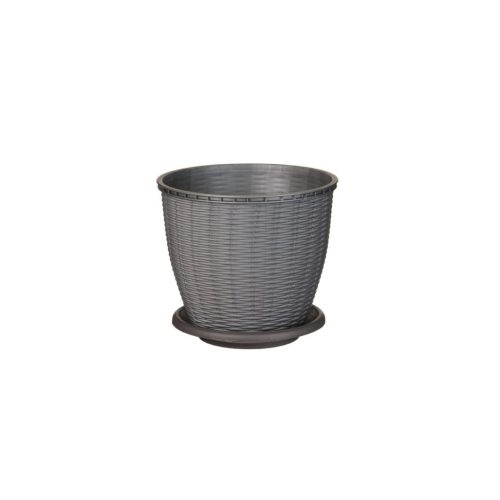Cserép+Alátét Rattan 6 Literes Szürke