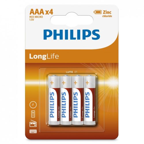 Philips longlife AAA elem 4db-os